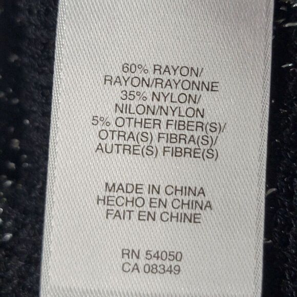 Jones New York Signature Cardigan Womens Large Black Silver Metallic Stripes - Picture 6 of 16